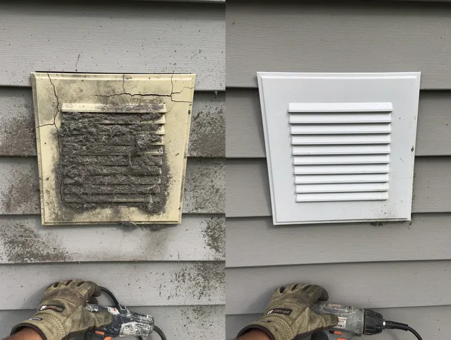 Marina del Rey Dryer Vent Cleaning technician installing high-quality dryer vent cover at a residential property in Marina del Rey